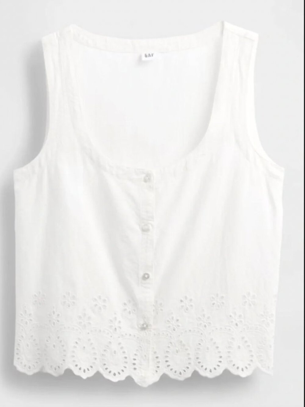 GAP Linen Blend Button Down Eyelet Tank